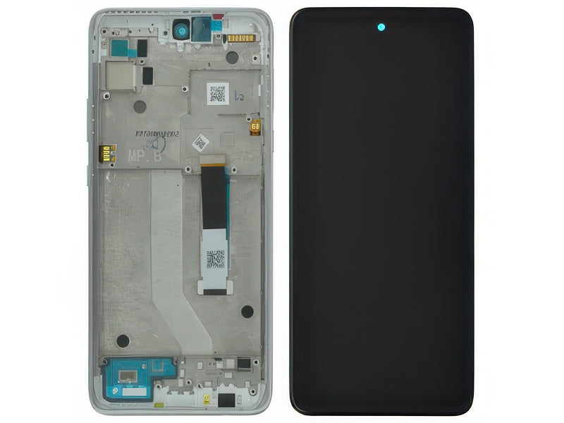 Lcd + Touch Screen + Frame + Tasti Laterali Frosted Argento per Motorola Moto G 5G