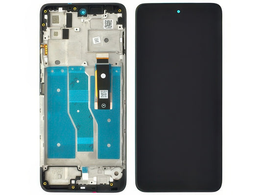 Lcd + Touch Screen + Frame + Switch Tasti Laterali Nero per Motorola Moto G52