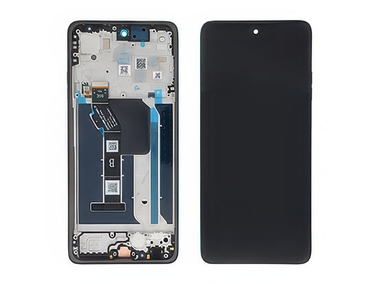 Lcd + Touch Screen + Frame + Tasti Laterali Grigio Mist per Motorola Moto G56 5G