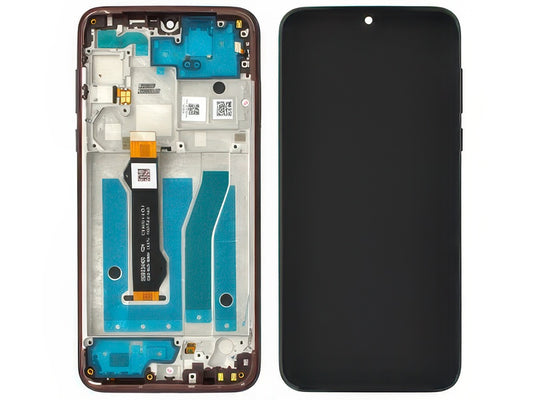 Lcd + Touch Screen + Frame + Tasti Laterali Crystal Rosa per Motorola Moto G8 Plus