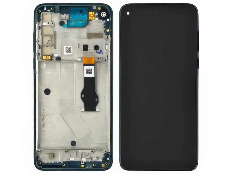 Lcd + Touch Screen + Frame + Tasti Laterali Capri Blu per Motorola Moto G8 Power