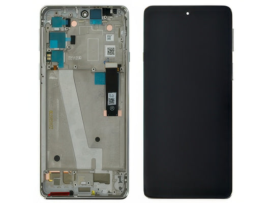 Lcd + Touch Screen + Frame + Tasti Laterali Frosted Bianco per Motorola Edge 20