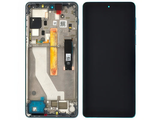 Lcd + Touch Screen + Frame + Tasti Laterali Iridescent Bianco per Motorola Edge 20 Pro
