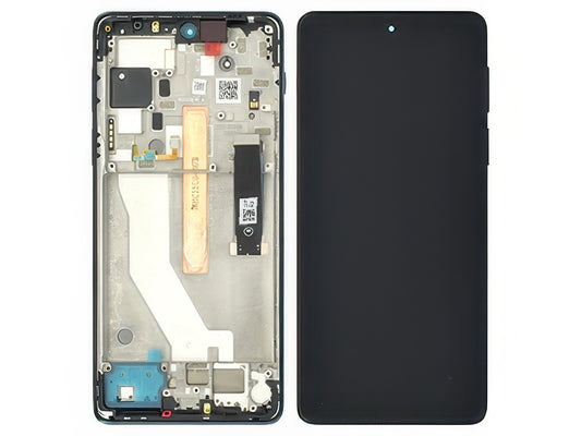 Lcd + Touch Screen + Frame + Tasti Laterali Midnight Blu per Motorola Edge 20 Pro