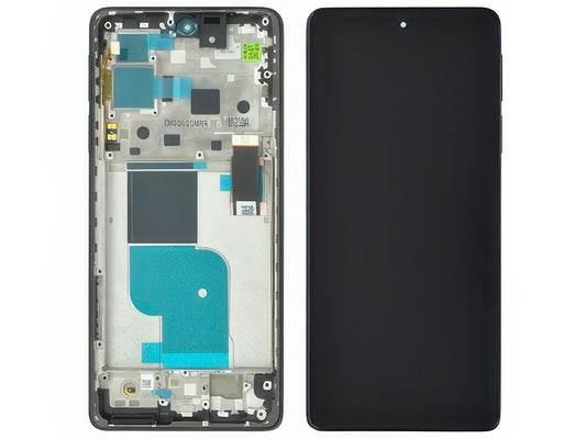 Lcd + Touch Screen + Frame + Tasti Laterali Cosmos Blu per Motorola Edge 30 Pro
