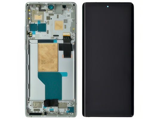 Lcd + Touch Screen + Frame + Tasti Laterali Starlight Bianco per Motorola Edge 30 Ultra