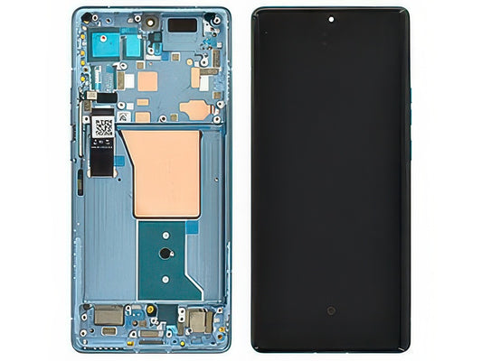 Lcd + Touch Screen + Frame + Tasti Laterali Lunar Blu per Motorola Edge 40 Pro