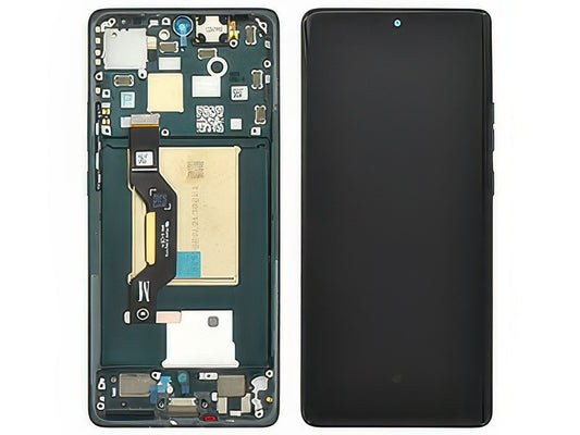 Lcd + Touch Screen + Frame + Tasti Laterali Jungle Verde per Motorola Edge 50 5G