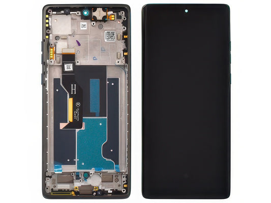 Lcd + Touch Screen + Frame + Tasti Laterali Forest Blu per Motorola Edge 50 Fusion