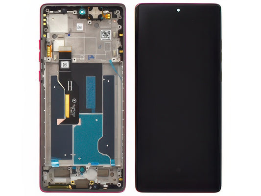 Lcd + Touch Screen + Frame + Tasti Laterali Hot Rosa per Motorola Edge 50 Fusion