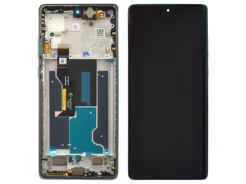 Lcd + Touch Screen + Frame + Tasti Laterali Marshmallow Blu per Motorola Edge 50 Fusion