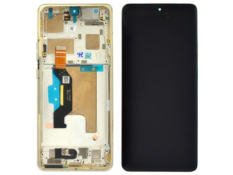 Lcd + Touch Screen + Frame + Tasti Laterali + Altoparlante Nordic Wood per Motorola Edge 50 Ultra