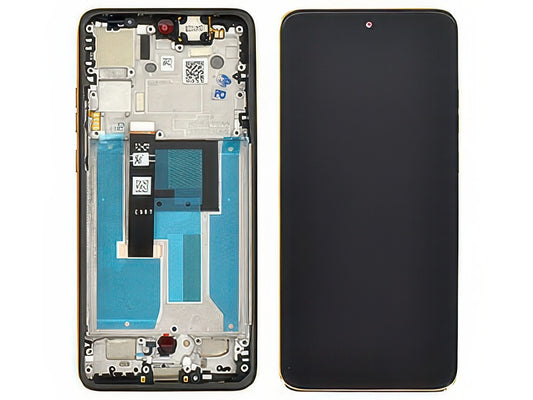 Lcd + Touch Screen + Frame + Tasti Laterali Lattè per Motorola Edge 50 Neo