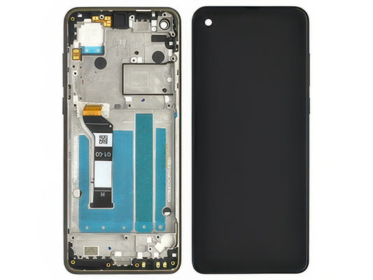 Lcd + Touch Screen + Frame + Tasti Laterali Nero per Motorola One Vision