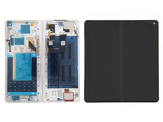 Lcd + Touch Screen + Frame + Tasti Laterali Lily Bianco per Motorola Razr Fold