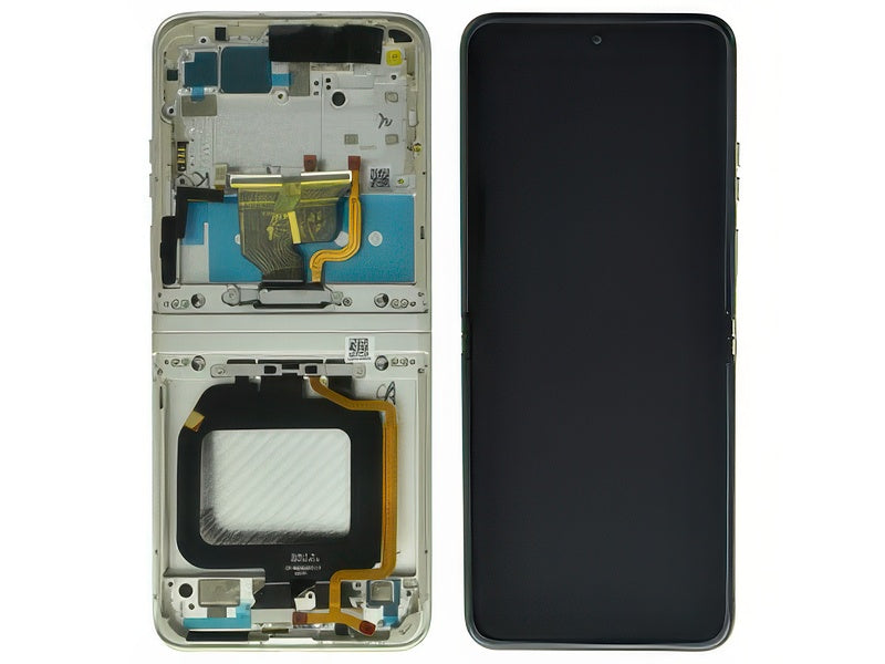 Lcd + Touch Screen + Frame + Tasti Laterali Vanilla Cream per Motorola Razr 40