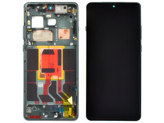 Lcd + Touch Screen + Frame + Tasti Laterali Flowy Emerald per OnePlus 12 5G - Originale Service Pack