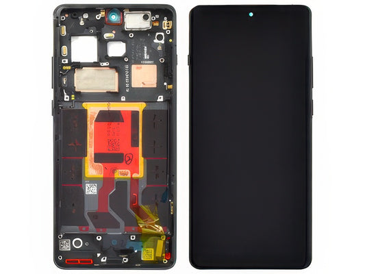Lcd + Touch Screen + Frame + Tasti Laterali Silky Nero per OnePlus 12 5G - Originale Service Pack