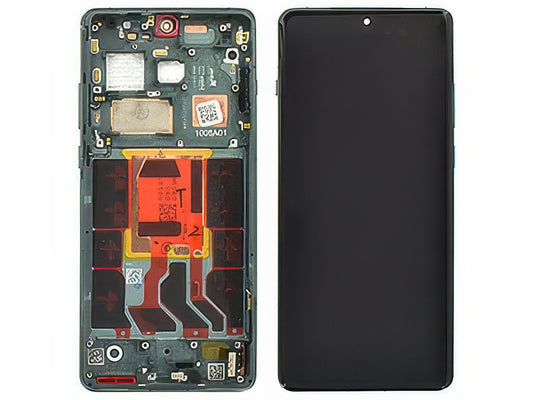 Lcd + Touch Screen + Frame + Tasti Laterali Flowy Emerald per OnePlus 12 5G - Compatibile