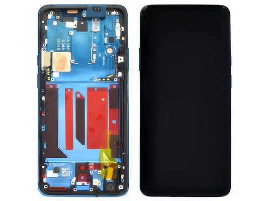 Lcd + Touch Screen + Frame + Tasti Laterali Blu per OnePlus 7T Pro