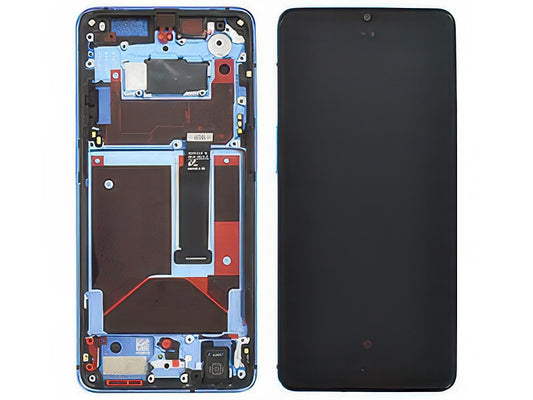 Lcd + Touch Screen + Frame + Tasti Laterali Glacier Blu per OnePlus 7T
