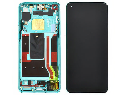 Lcd + Touch Screen + Frame + Tasti Laterali Aquamarine Verde per OnePlus 8T