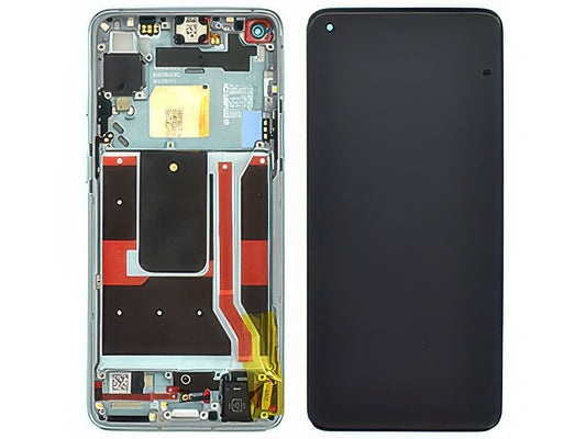 Lcd + Touch Screen + Frame + Tasti Laterali Lunar Argento per OnePlus 8T