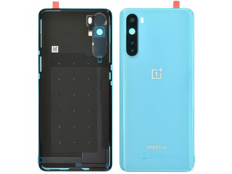 Cover Batteria + Vetrino Camera + Adesivi Miami Blu per OnePlus Nord