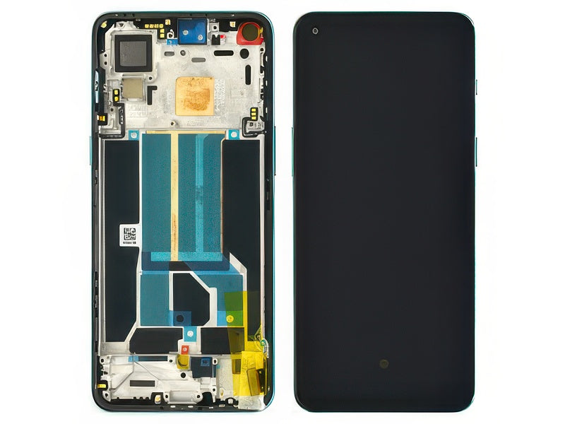 Lcd + Touch Screen + Frame + Tasti Laterali Blu Haze per OnePlus Nord 2 5G