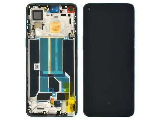 Lcd + Touch Screen + Frame + Tasti Laterali Blu Haze per OnePlus Nord 2 5G