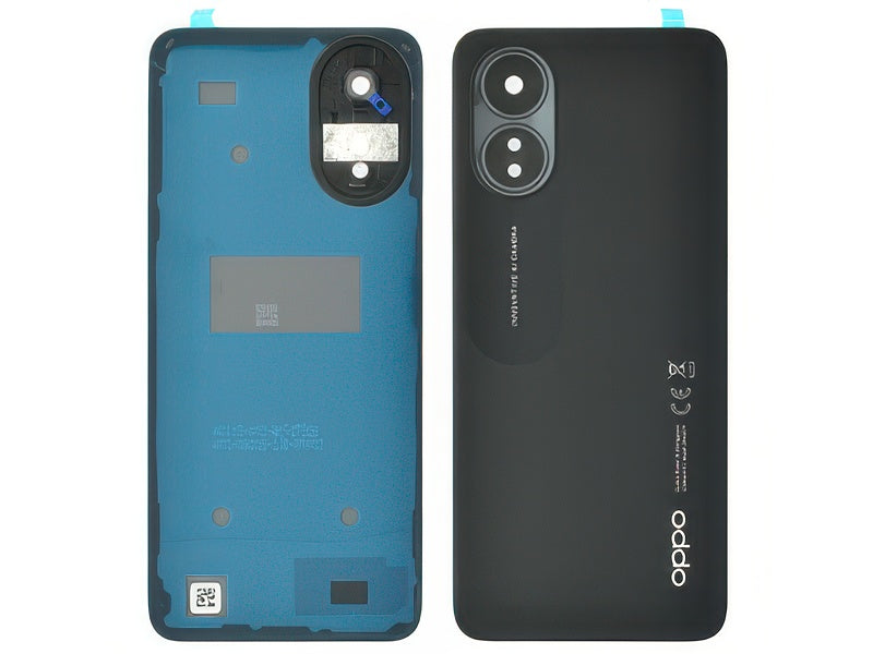 Cover Batteria + Vetrino Camera + Adesivi Glowing Nero per Oppo A38 4G