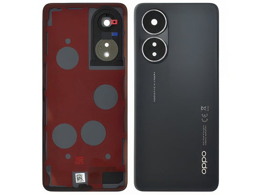 Cover Batteria + Vetrino Camera + Adesivi Glowing Nero per Oppo A58 4G