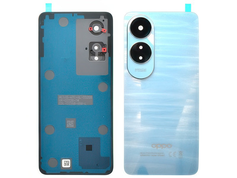 Cover Batteria + Vetrino Camera + Adesivi Ripple Blu per Oppo A60 4G