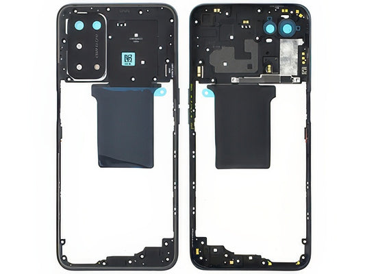 Cover Posteriore + Tasti Volume + Vetrino Camera + Flash + Antenna NFC Fluid Nero per Oppo A74 5G