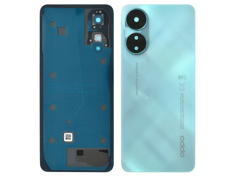 Cover Batteria + Vetrino Camera + Adesivi Aqua Verde per Oppo A78 4G