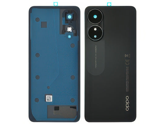Cover Batteria + Vetrino Camera + Adesivi Mist Nero per Oppo A78 4G