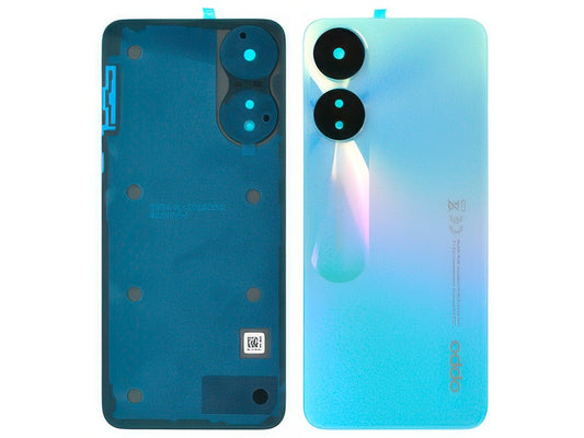 Cover Batteria + Vetrino Camera + Adesivi Glowing Blu per Oppo A78 5G