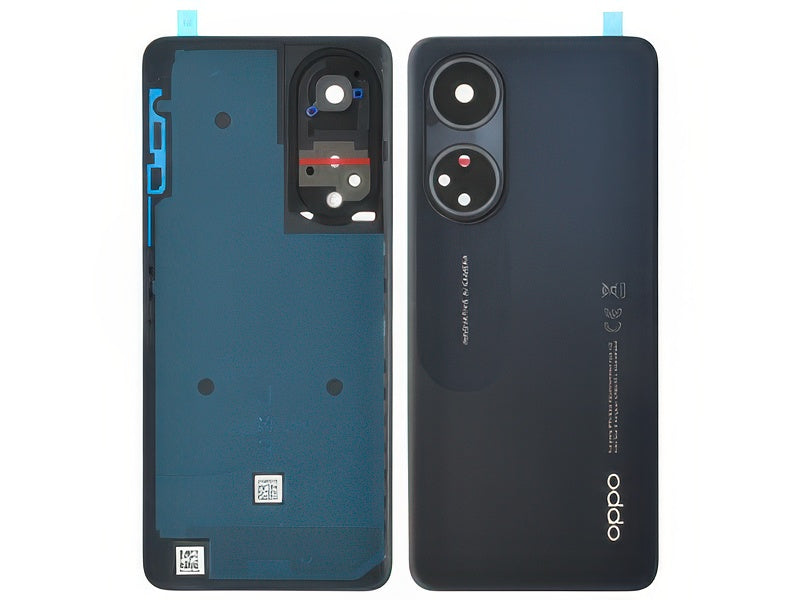 Cover Batteria + Vetrino Camera + Adesivi Cool Nero per Oppo A98 5G