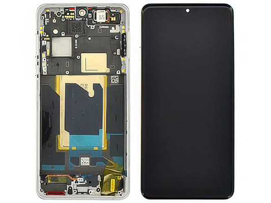 Lcd + Touch Screen + Frame + Tasti Laterali Pearl Bianco per Oppo Find X8 Pro