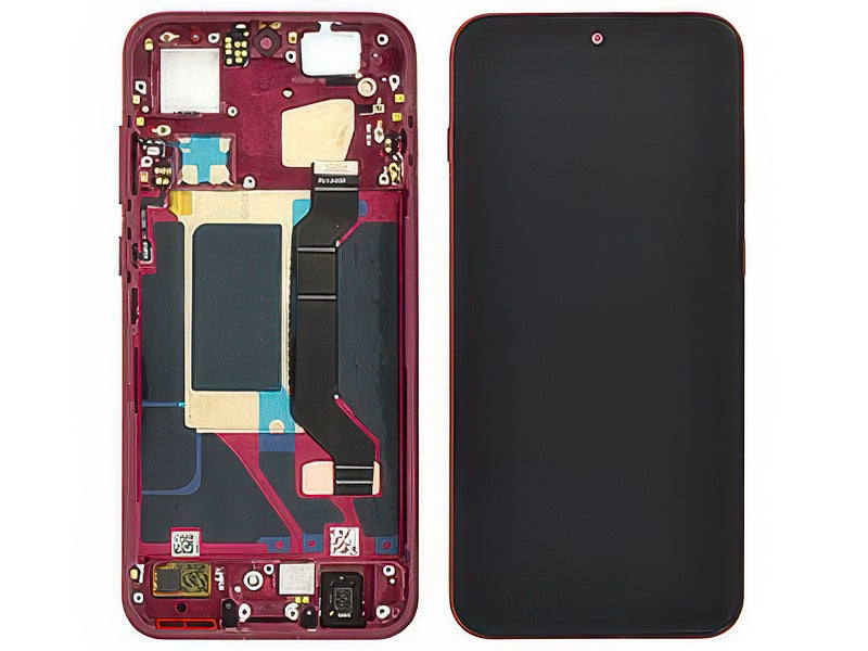 Lcd + Touch Screen + Frame + Tasti Laterali Velvet Rosso per Oppo Find X9 5G
