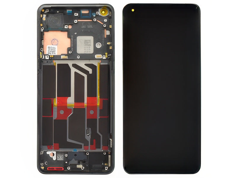 Lcd + Touch Screen + Frame + Switch Tasti Laterali Glaze Nero per Oppo Find X5 Pro