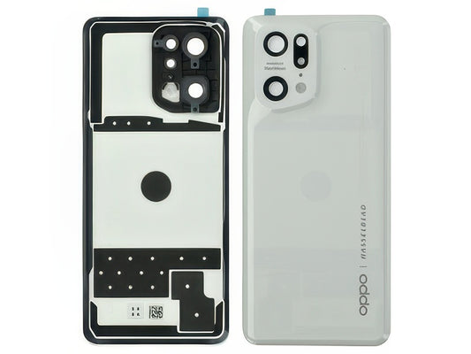 Cover Batteria + Vetrino Camera + Adesivi Ceramic White per Oppo Find X5 Pro
