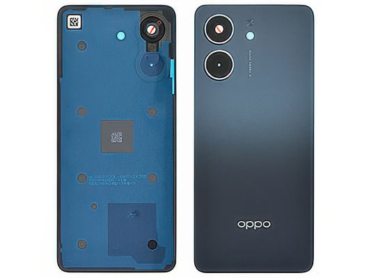 Cover Batteria + Vetrino Camera + Adesivi Nero Blu per Oppo A5X