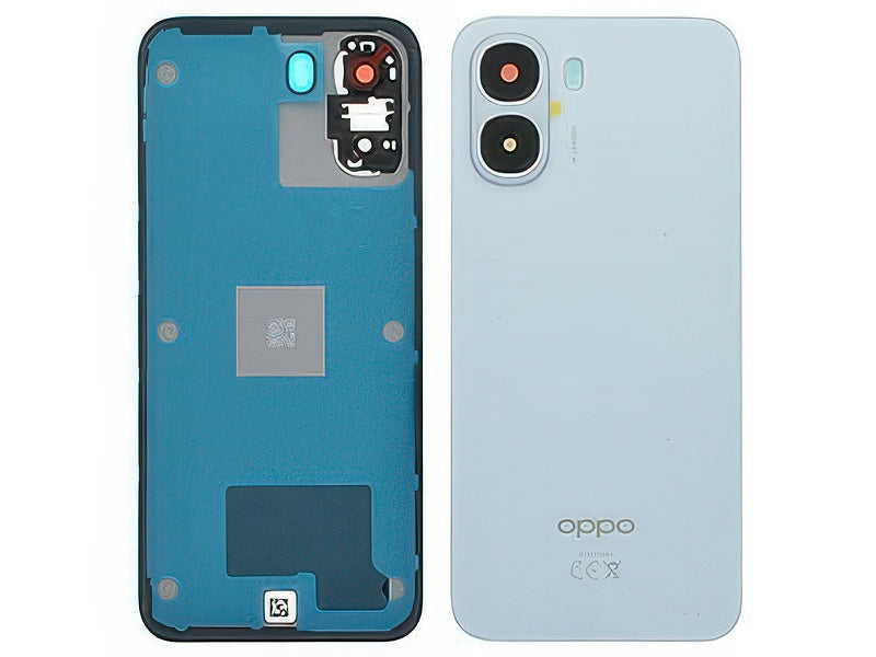 Cover Batteria + Vetrino Camera + Adesivi Crystal Blu per Oppo A6k
