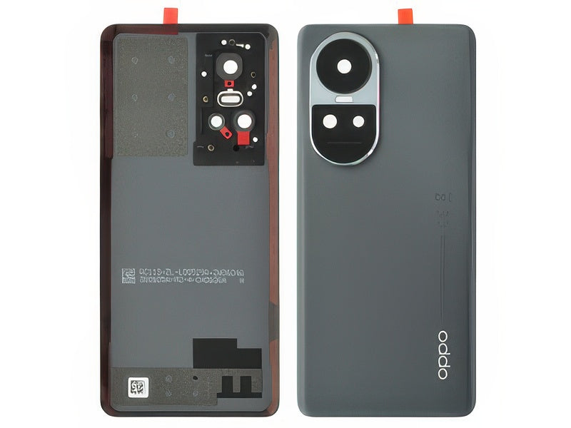 Cover Batteria + Vetrino Camera + Adesivi Silvery Grigio per Oppo Reno10 5G
