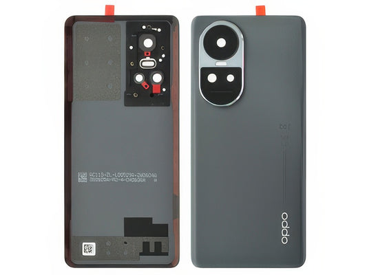 Cover Batteria + Vetrino Camera + Adesivi Silvery Grigio per Oppo Reno10 5G