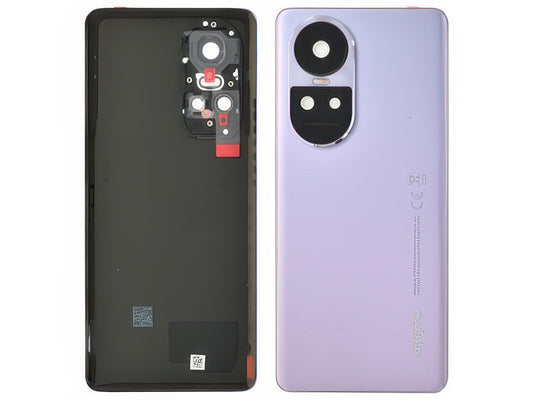 Cover Batteria + Vetrino Camera + Adesivi Glossy Viola per Oppo Reno10 Pro 5G