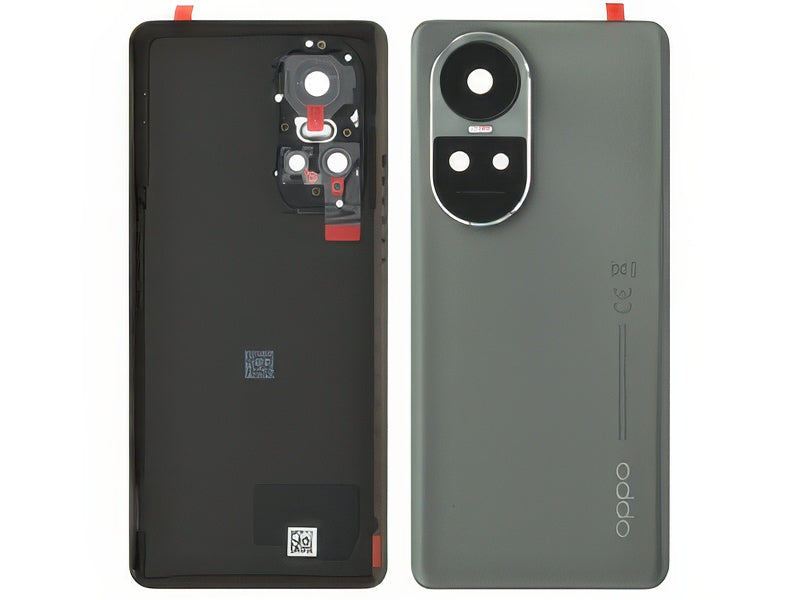 Cover Batteria + Vetrino Camera + Adesivi Silvery Grigio per Oppo Reno10 Pro 5G