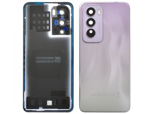 Cover Batteria + Vetrino Camera + Adesivi Nebula Argento per Oppo Reno 12 Pro 5G