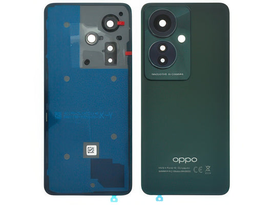 Cover Batteria + Vetrino Camera + Adesivi Palm Verde per Oppo Reno11 F 5G